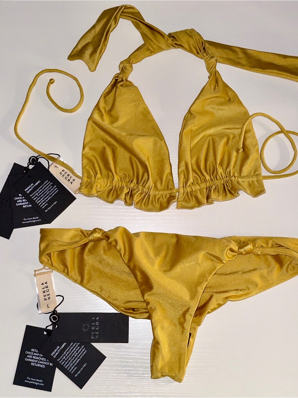 Mustard Halter Triangle Bikini